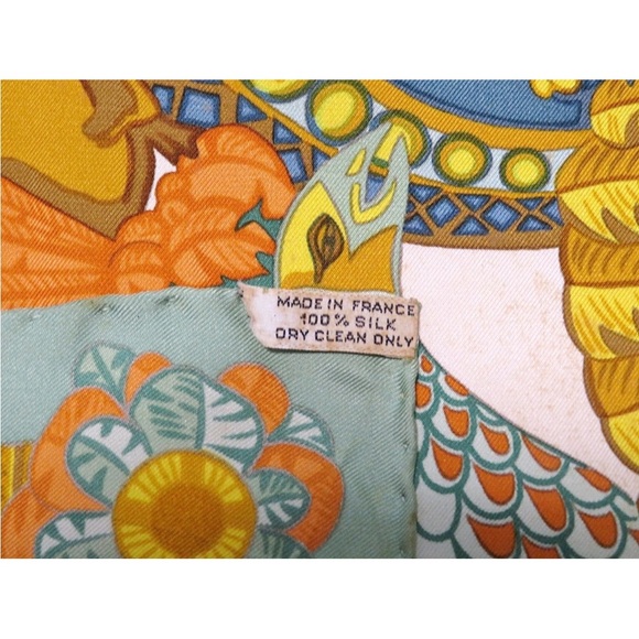 Hermes Silk Scarf with Orange and Blue Accents - Picture 11 of 12